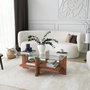 Hanah Home Babylon Mesa de centro de cristal templado y madera